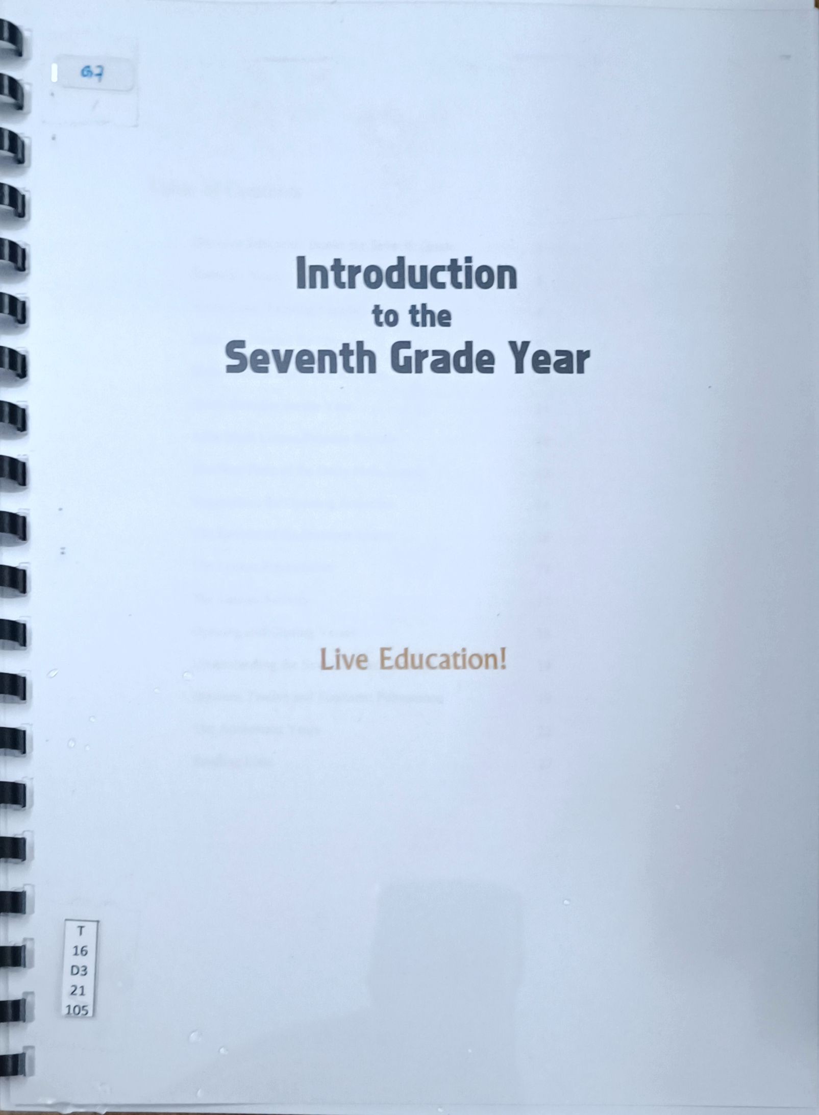 Introduction to the Seventh Grade Year