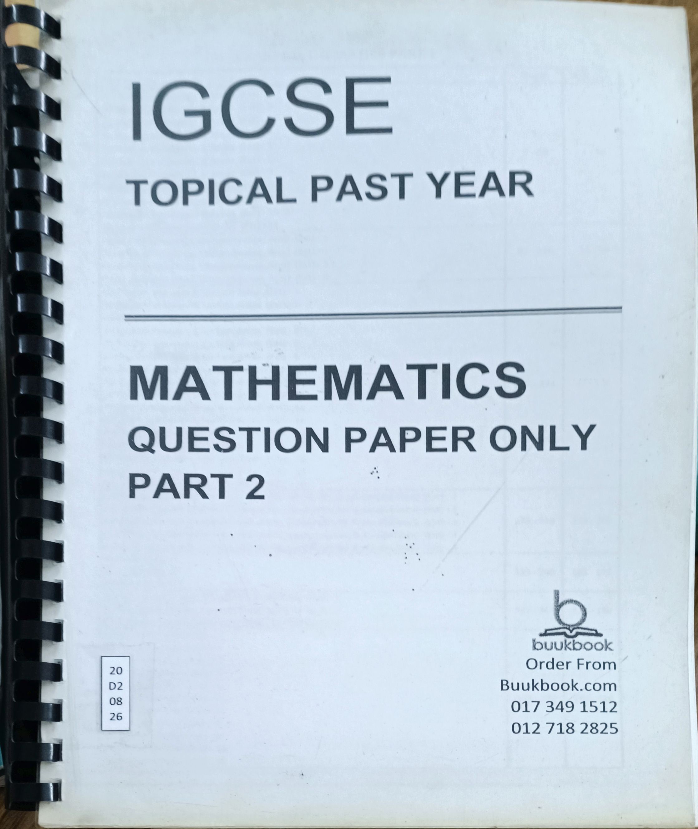 IGCSE  Topical Past Year: MATHEMATICS (Question Paper Only) Part 2